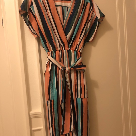 Worn once! Striped dress with belt. Perfect and easy dress for summer, EUC - Picture 3 of 3